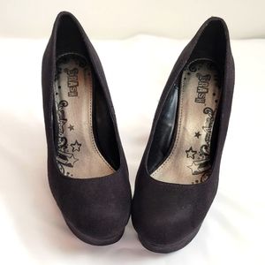 Black Suede Wedged Heels